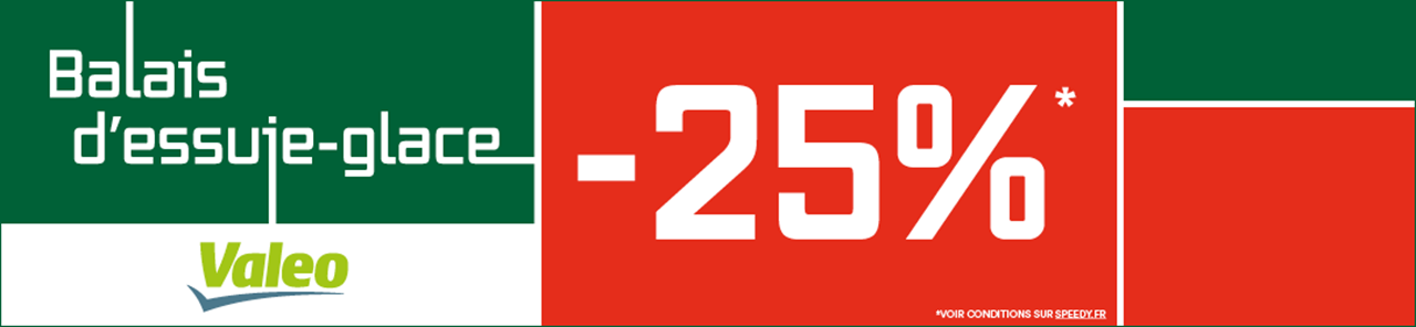 Promotion Speedy -25% sur les balais d'essuie-glace Valeo